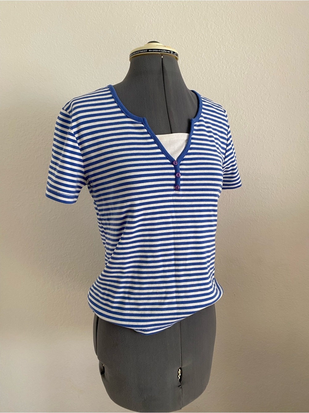 Y2K Taylor & Henry Striped Split-Neck Button Shirt Casual
